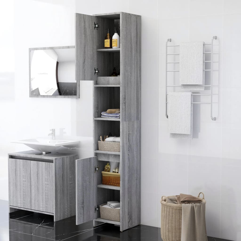 Vidaxl badkamerkast 30x30x183,5 cm bewerkt hout grijs sonoma eiken