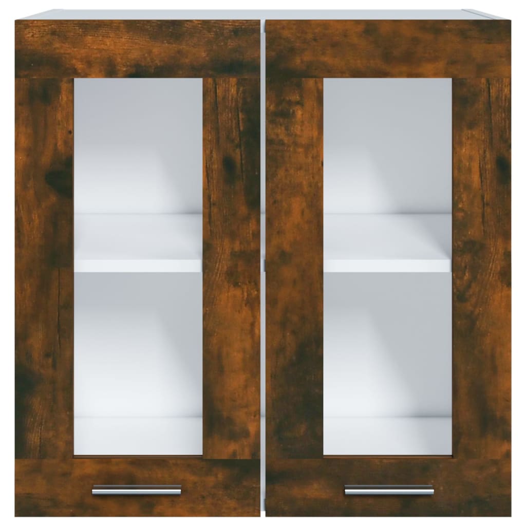 Vidaxl bovenkast lyon 60x31x60 cm glas en bewerkt hout gerookt eiken