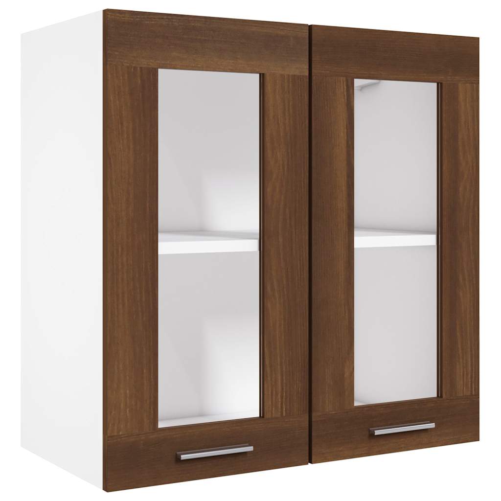 Vidaxl vitrinekast hangend lyon 60x31x60 cm bewerkt hout bruin eikenkleur