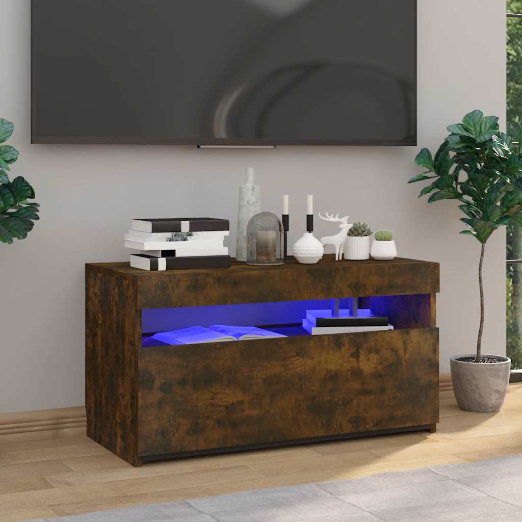 Vidaxl tv-meubel met led-verlichting 75x35x40 cm gerookt eikenkleurig