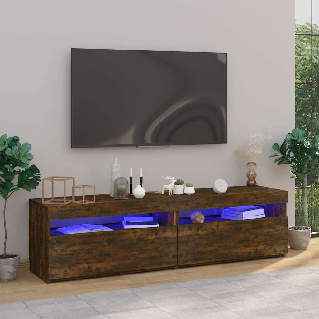 Vidaxl tv-meubelen met led-verlichting 2 st 75x35x40 cm gerookt eiken
