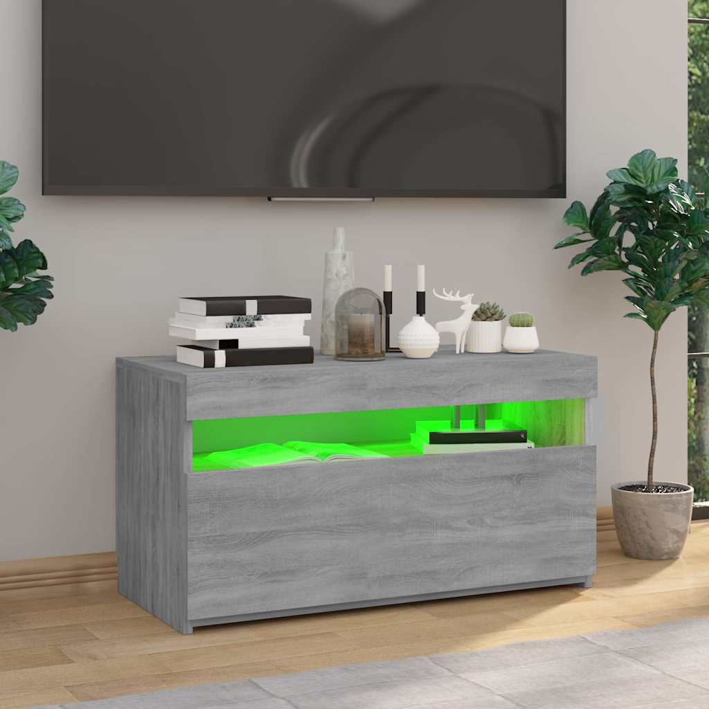 Vidaxl tv-meubel met led-verlichting 75x35x40 cm grijs sonoma eiken