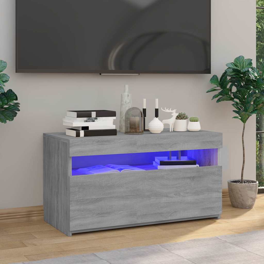 Vidaxl tv-meubel met led-verlichting 75x35x40 cm grijs sonoma eiken