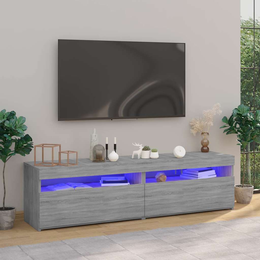 Vidaxl tv-meubelen met led-verlichting 2 st 75x35x40 cm grijs sonoma