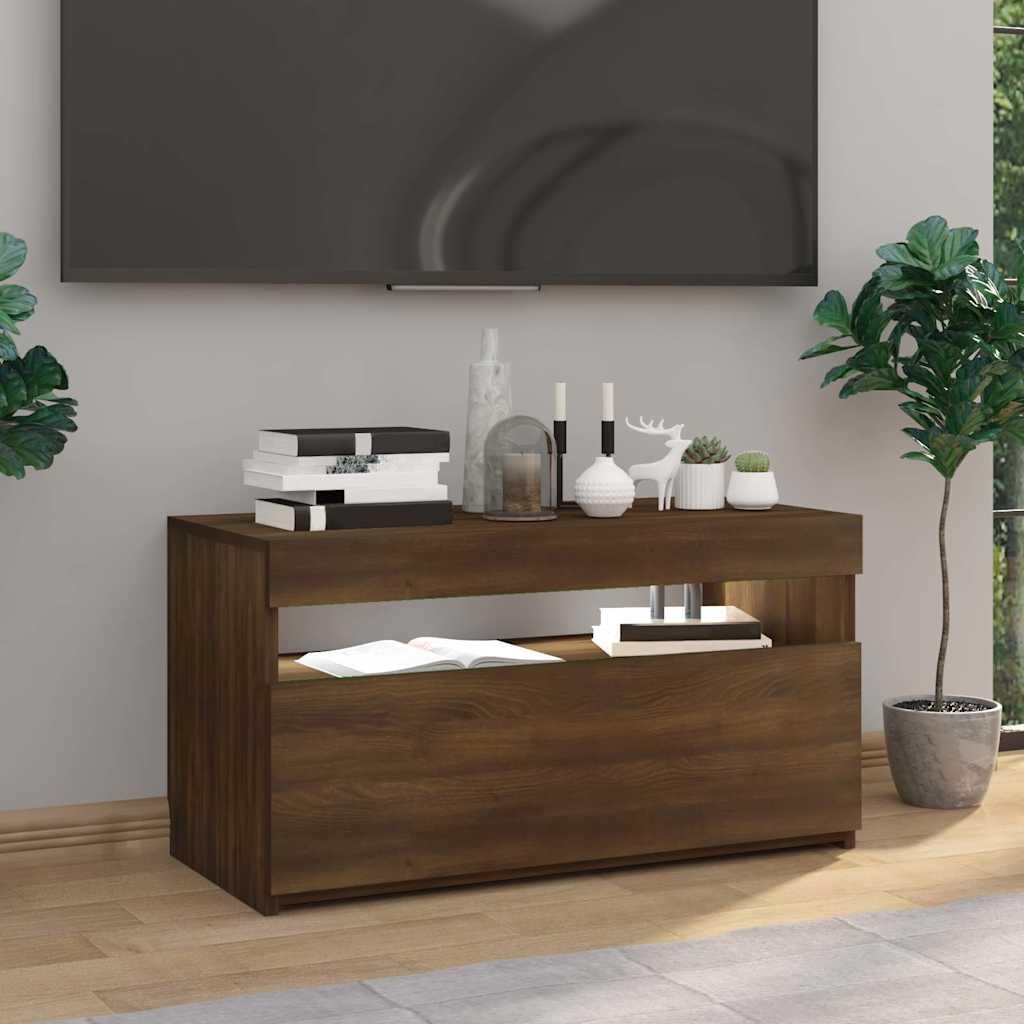 Vidaxl tv-meubel met led-verlichting 75x35x40 cm bruin eikenkleur