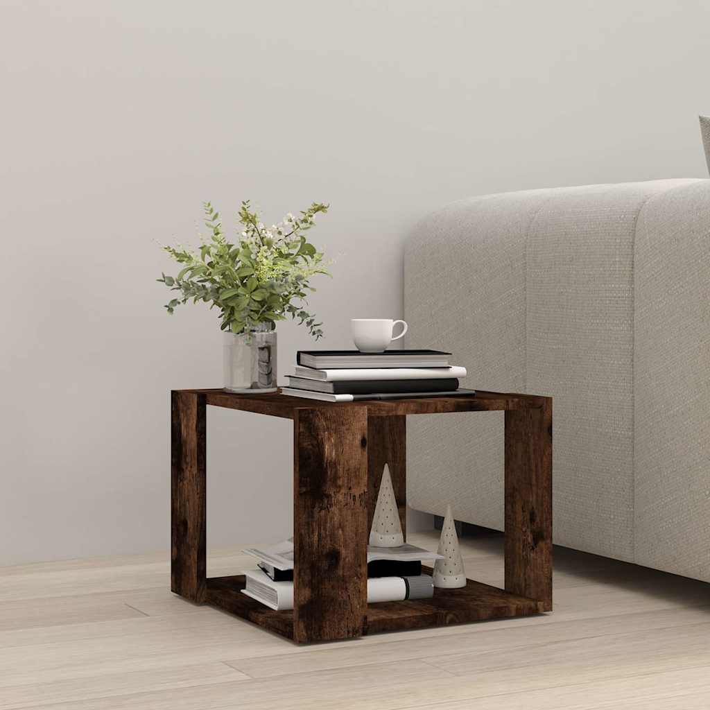 Vidaxl salontafel 40x40x30 cm bewerkt hout gerookt eikenkleurig