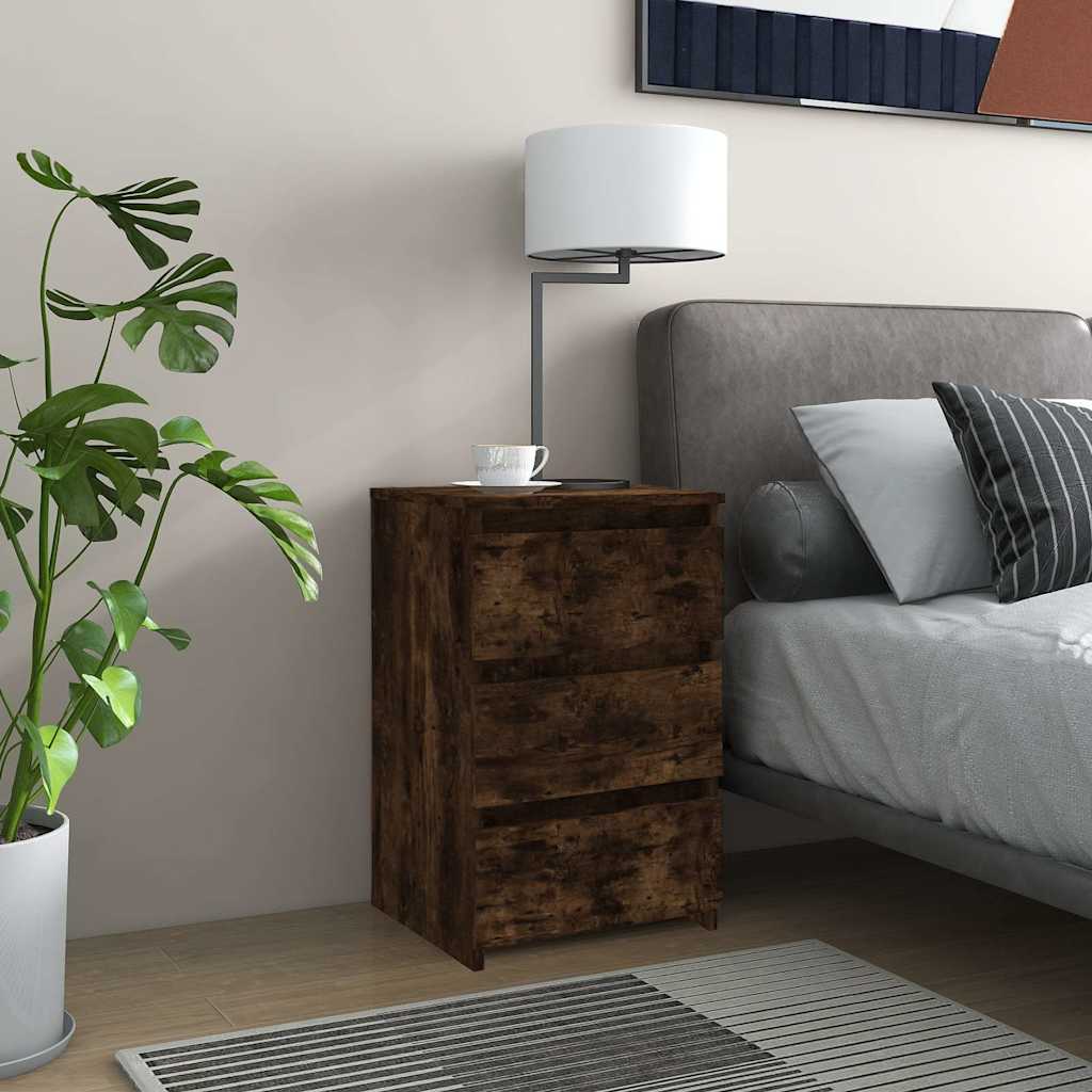 Vidaxl nachtkastje 40x35x62,5 cm bewerkt hout gerookt eikenkleurig