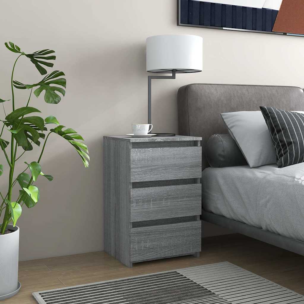 Vidaxl nachtkastje 40x35x62,5 cm bewerkt hout grijs sonoma eikenkleur