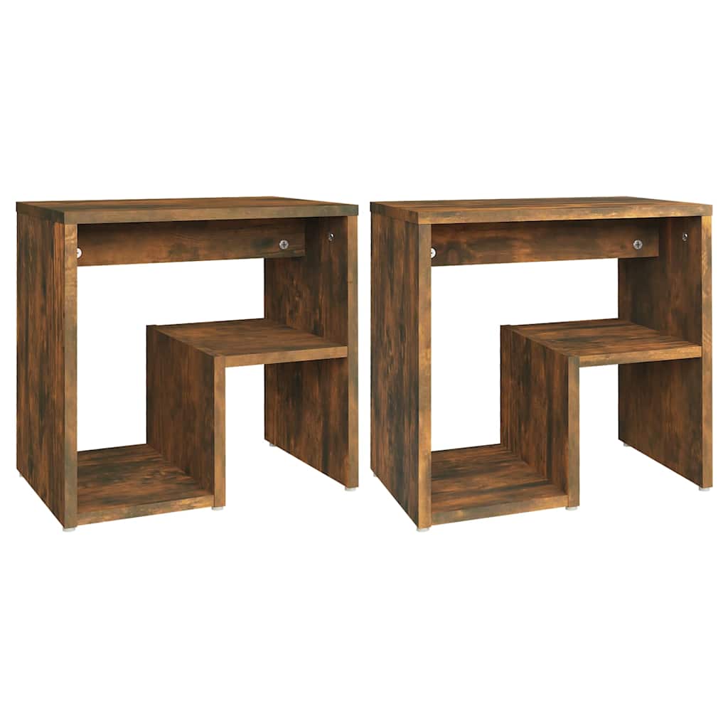 Vidaxl nachtkastjes 2 st 40x30x40 cm bewerkt hout gerookt eikenkleurig