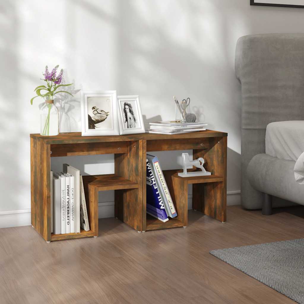 Vidaxl nachtkastjes 2 st 40x30x40 cm bewerkt hout gerookt eikenkleurig