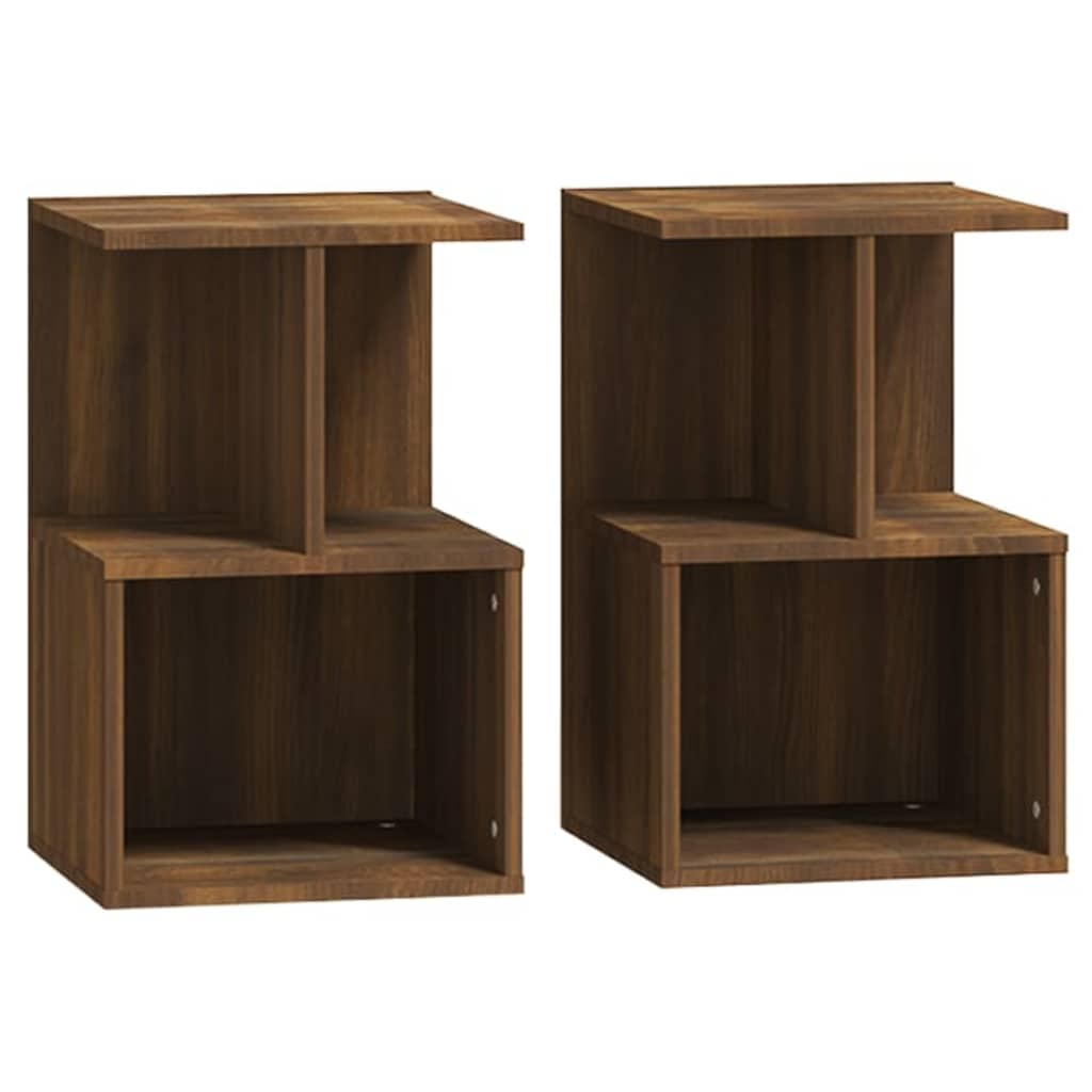 Vidaxl nachtkastjes 2 st 35x35x55 cm bewerkt hout bruin eikenkleur