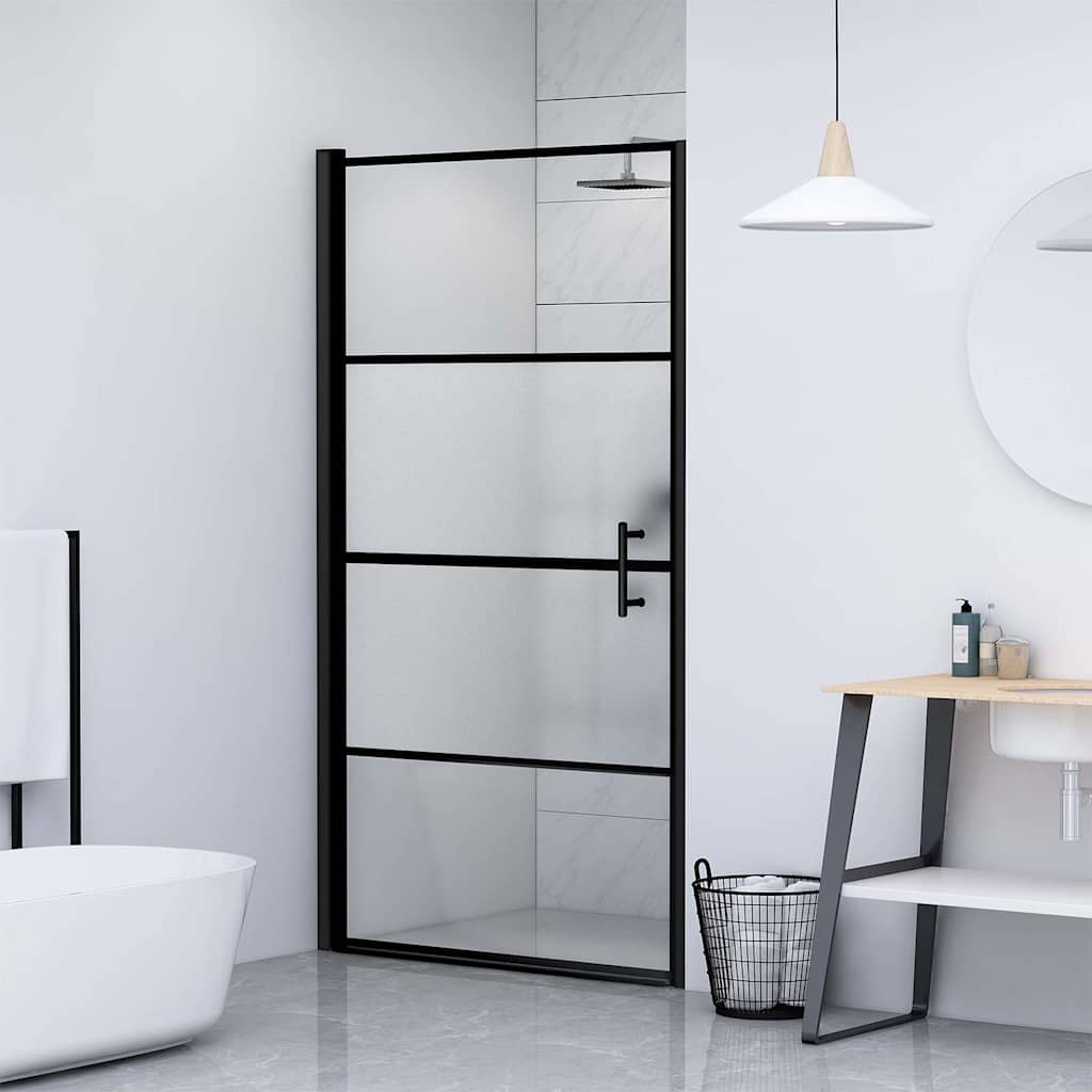 Vidaxl douchedeur halfmat 81x195 cm gehard glas zwart