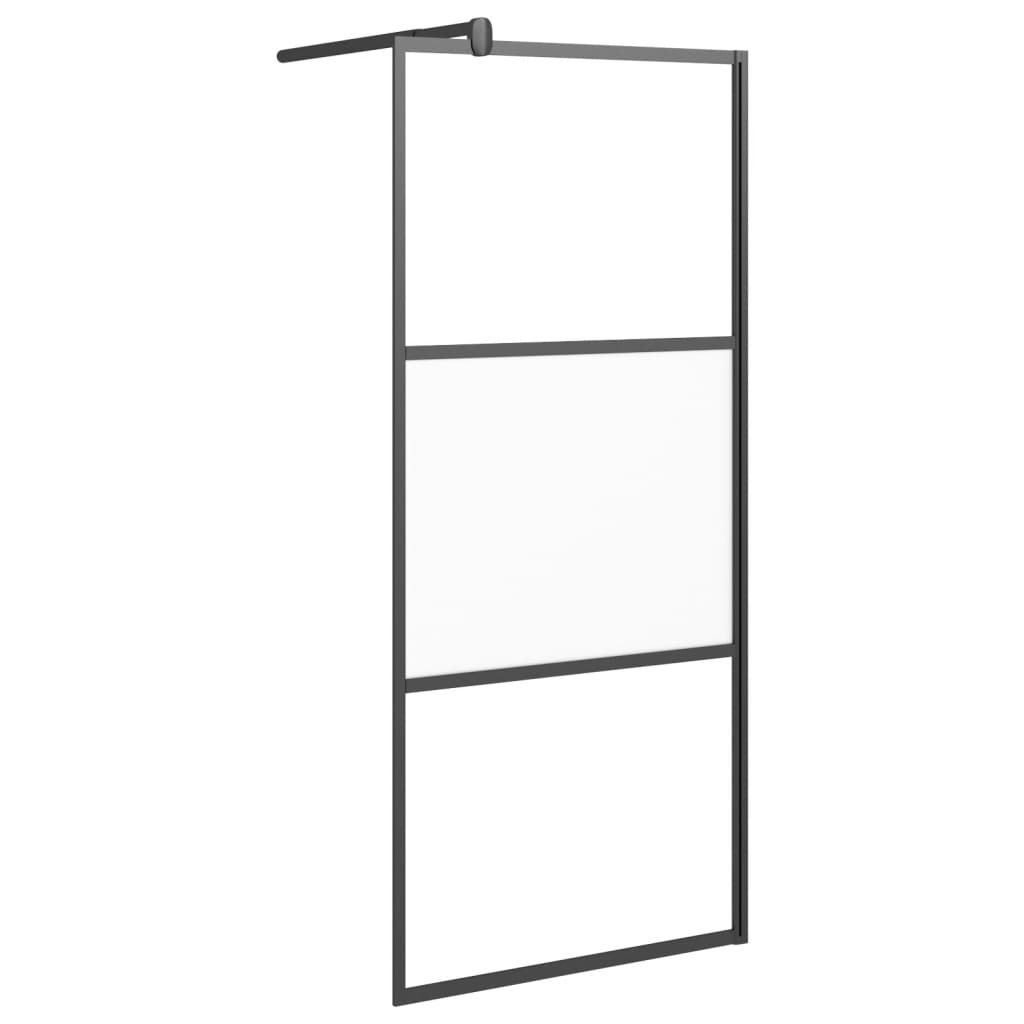 Vidaxl Walk-In Shower Mall 80x195 cm Half-Mat ESG Glass Negro