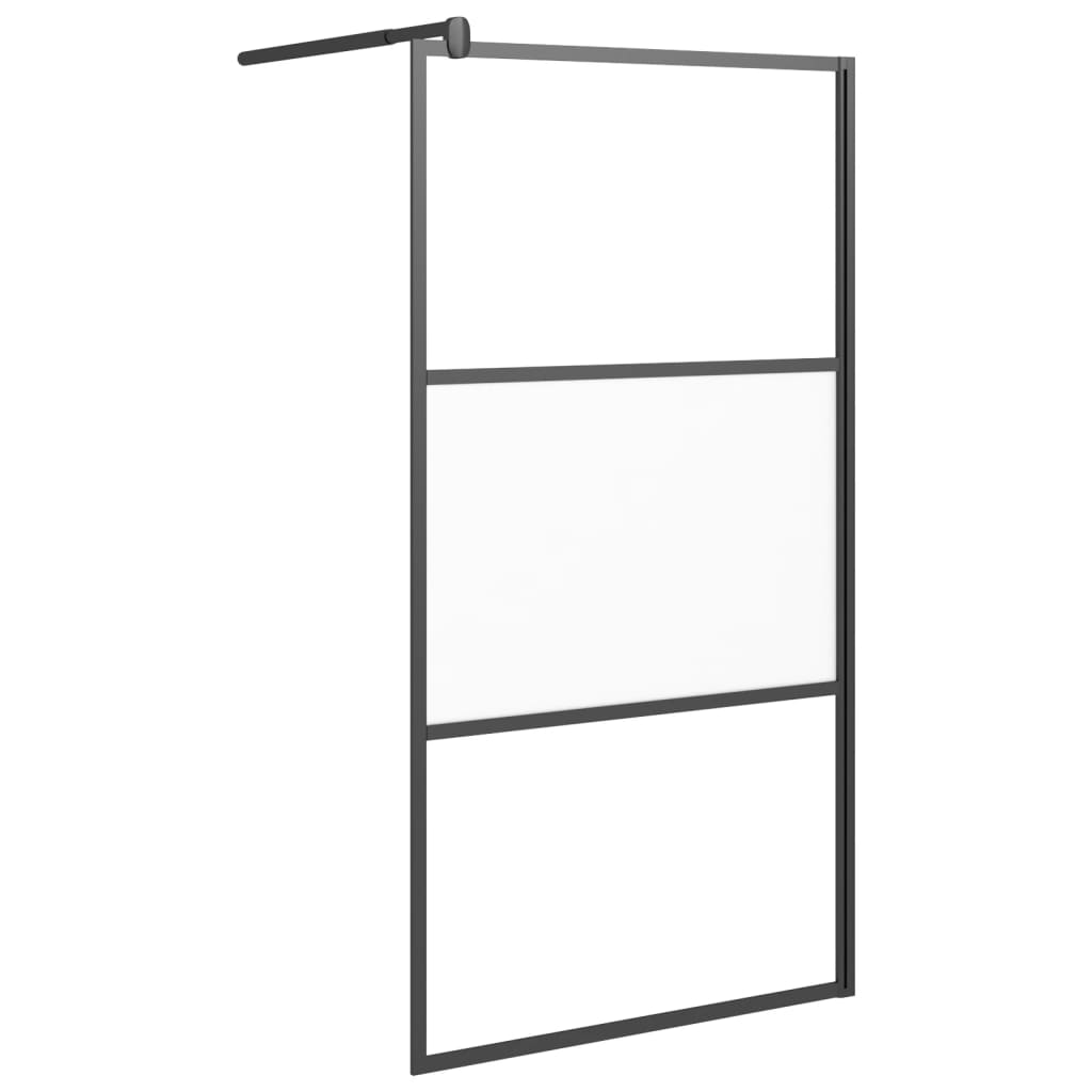 Vidaxl Walk-in tuš stena 100x195 cm Halfmat Esg Glass Black