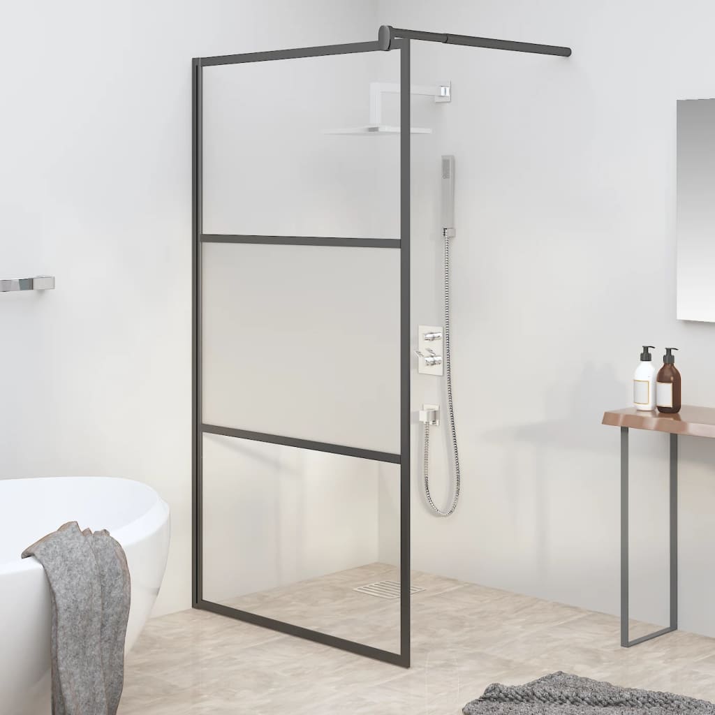 Vidaxl Walk-in tuš stena 100x195 cm Halfmat Esg Glass Black