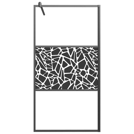 Vidaxl inloopdouchewand met stenenmotief 100x195 cm esg-glas zwart
