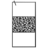 Vidaxl inloopdouchewand met stenenmotief 100x195 cm esg-glas zwart