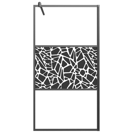 Vidaxl inloopdouchewand met stenenmotief 100x195 cm esg-glas zwart