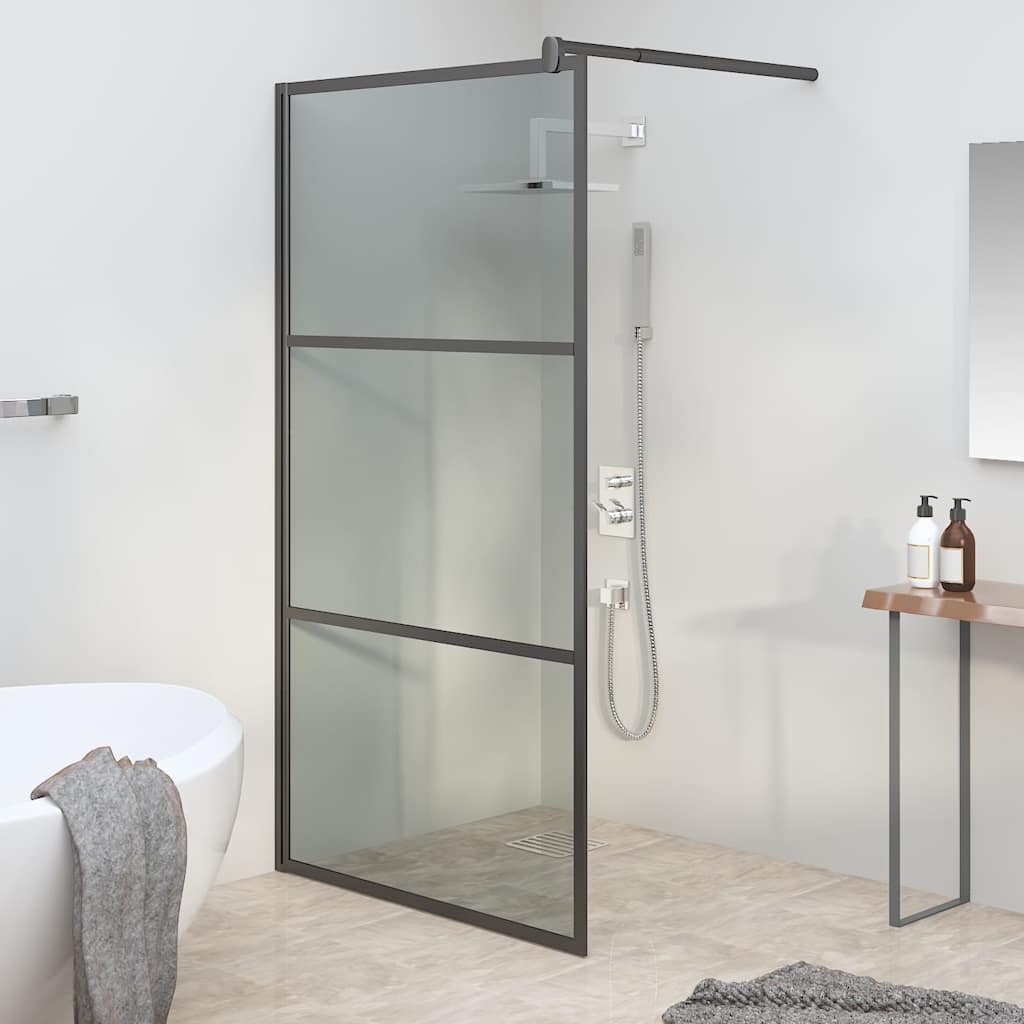 Vidaxl inloopdouchewand 100x195 cm donker esg-glas zwart