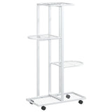 Vidaxl bloemenstandaard met wielen 4-laags 44x23x80 cm ijzer wit
