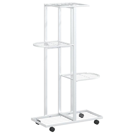 Vidaxl bloemenstandaard met wielen 4-laags 44x23x80 cm ijzer wit