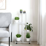 Vidaxl bloemenstandaard met wielen 4-laags 44x23x80 cm ijzer wit