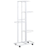 Vidaxl bloemenstandaard met wielen 5-laags 44x23x100 cm ijzer wit