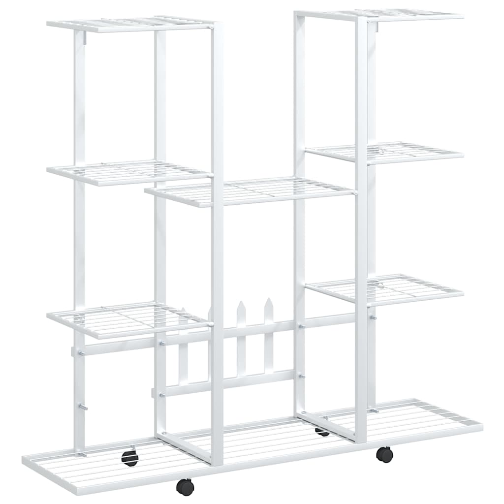 Vidaxl bloemenstandaard met wielen 94,5x24,5x91,5 cm ijzer wit