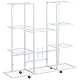 Vidaxl bloemenstandaard met wielen 94,5x24,5x91,5 cm ijzer wit