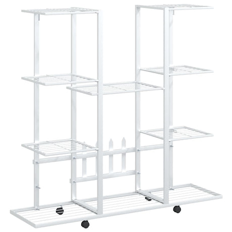 Vidaxl bloemenstandaard met wielen 94,5x24,5x91,5 cm ijzer wit