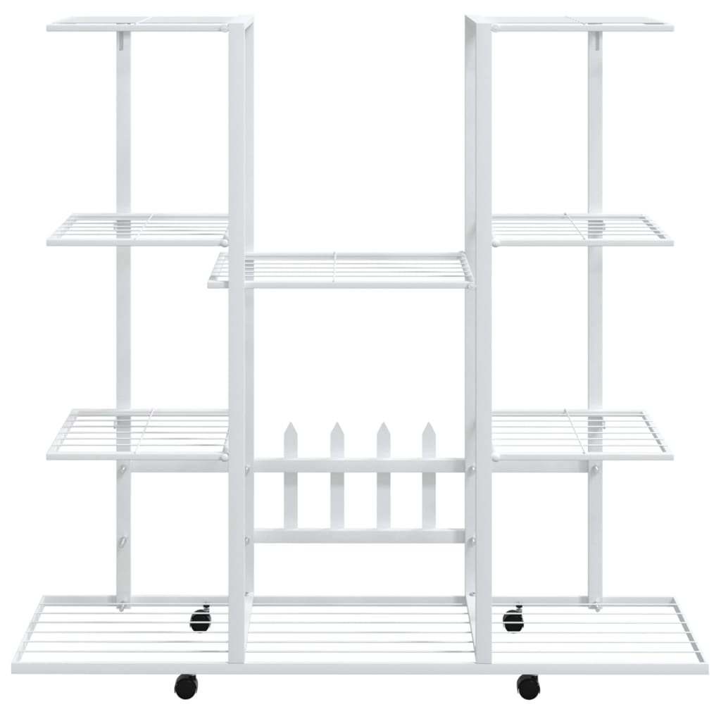 Estándar de flores Vidaxl con ruedas 94.5x24.5x91.5 cm de hierro blanco