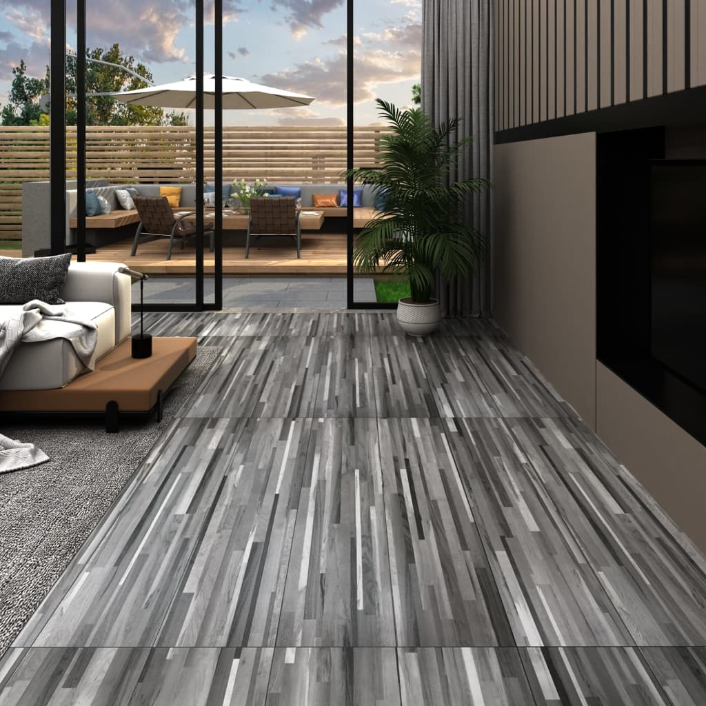 Vidaxl Floorboards Self -adhesive 2.51 m² 2 mm PVC Striped Gray