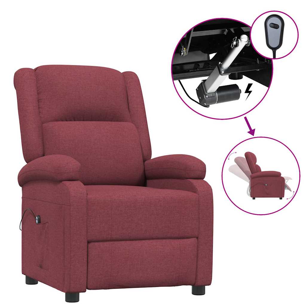 Vidaxl fauteuil verstelbaar elektrisch stof wijnrood