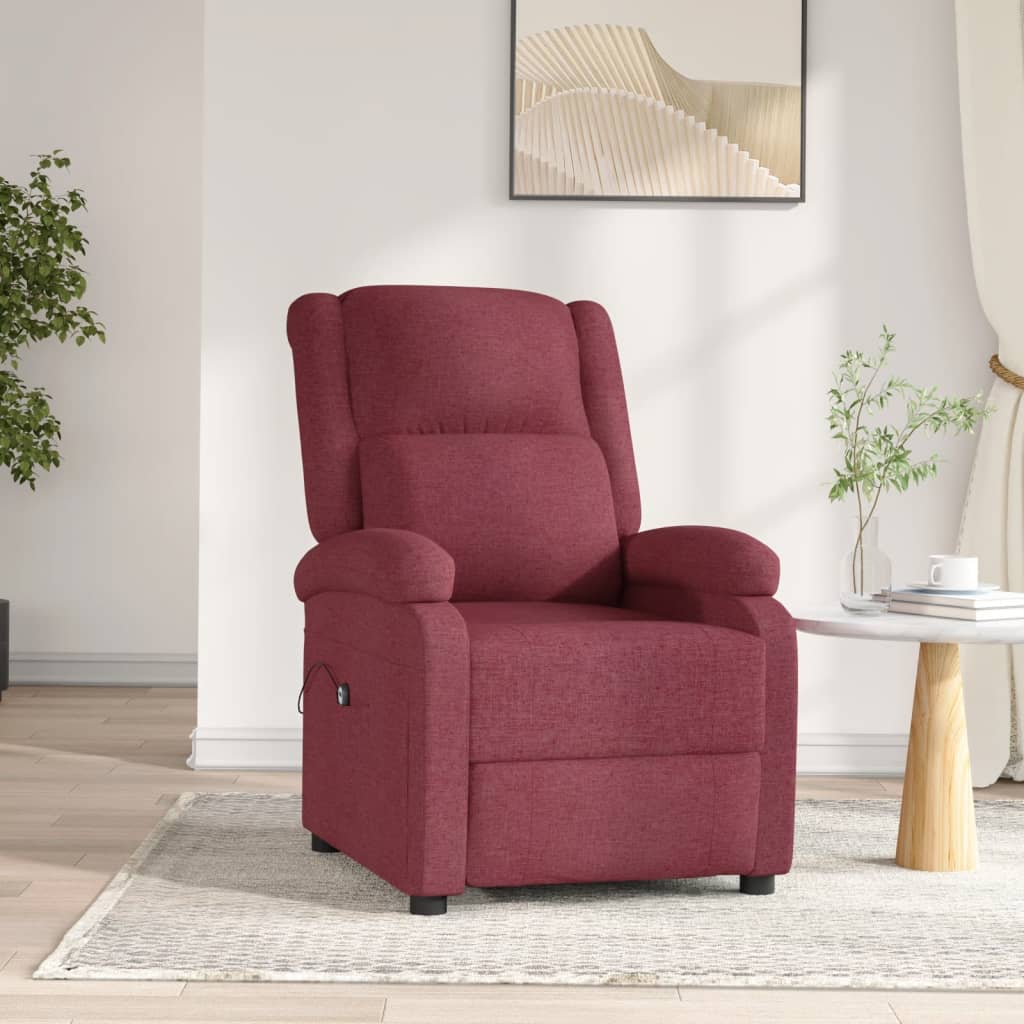 Vidaxl fauteuil verstelbaar elektrisch stof wijnrood