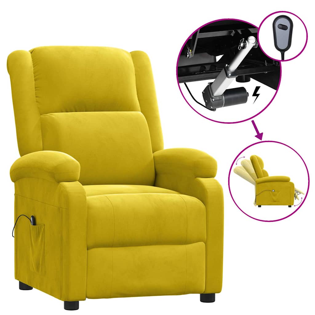 Vidaxl fauteuil verstelbaar elektrisch stof geel