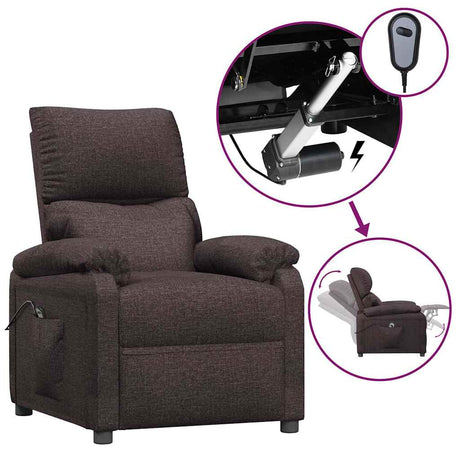 Vidaxl fauteuil verstelbaar elektrisch stof donkerbruin
