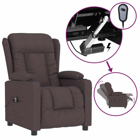 Vidaxl fauteuil verstelbaar elektrisch stof donkerbruin