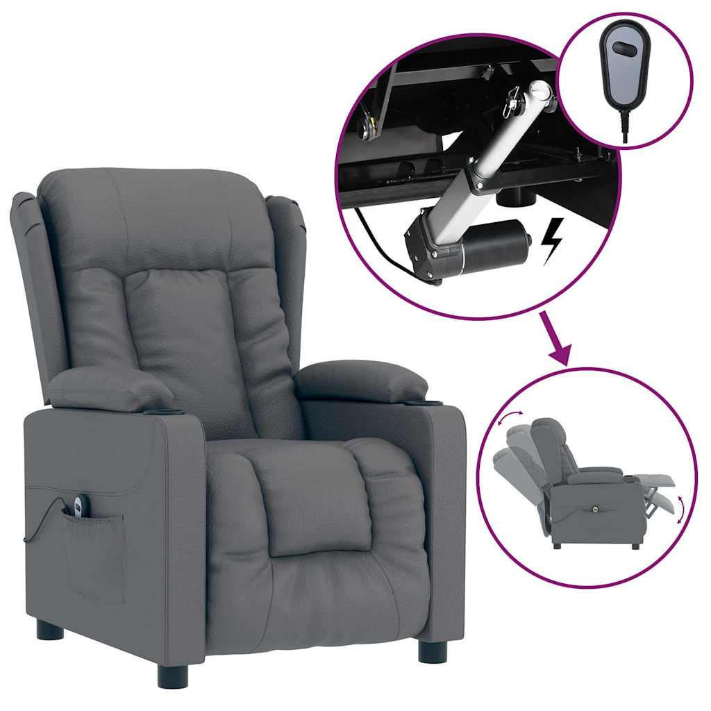 Vidaxl fauteuil verstelbaar elektrisch kunstleer grijs