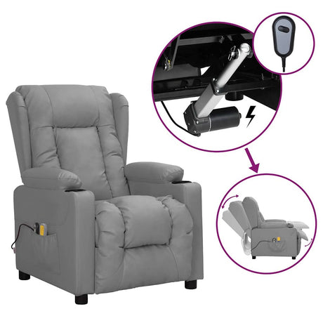 Vidaxl massagestoel elektrisch kunstleer grijs