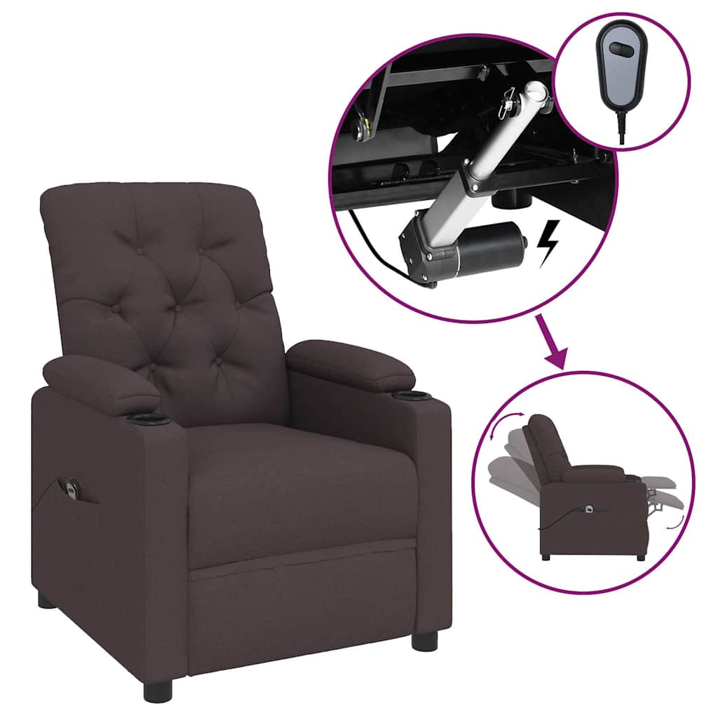Vidaxl fauteuil verstelbaar elektrisch stof donkerbruin