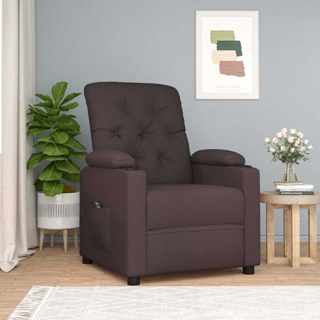 Vidaxl fauteuil verstelbaar elektrisch stof donkerbruin