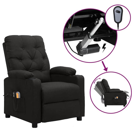 Vidaxl massagestoel elektrisch stof zwart