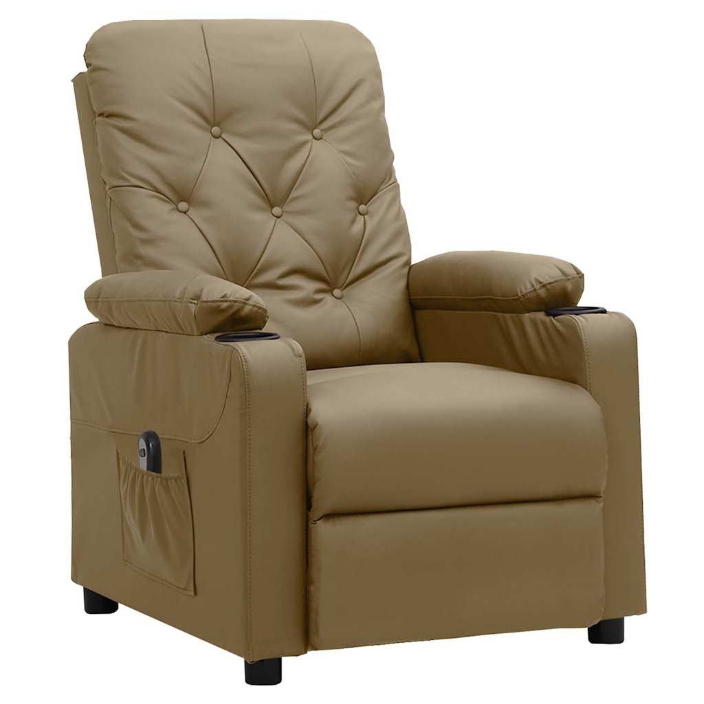 Vidaxl fauteuil verstelbaar elektrisch kunstleer cappuccinokleurig