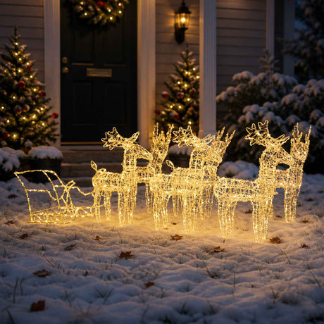 Vidaxl kerstversiering rendieren en slee 320 led's acryl