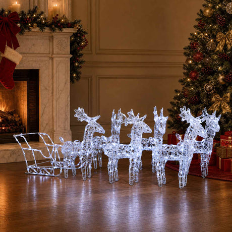 Vidaxl kerstversiering rendieren en slee 320 led's acryl
