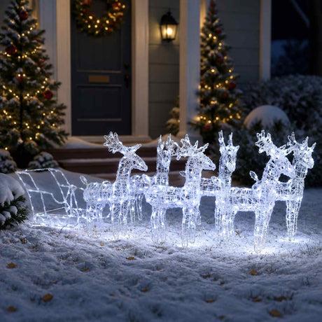 Vidaxl kerstversiering rendieren en slee 320 led's acryl
