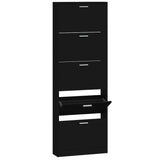 VidaXL Shoe cabinet 59x17x169 cm Processed Wood Black