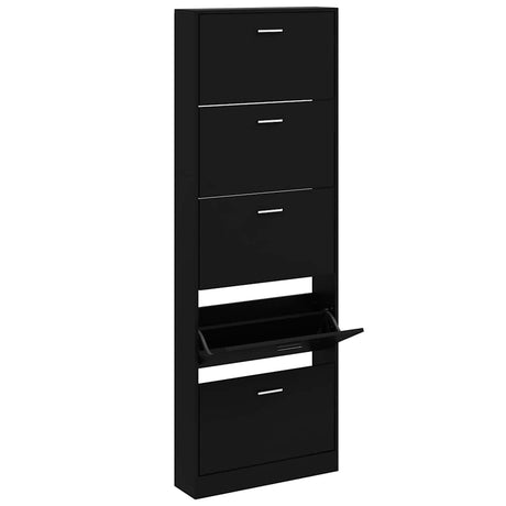 Vidaxl schoenenkast 59x17x169 cm bewerkt hout zwart