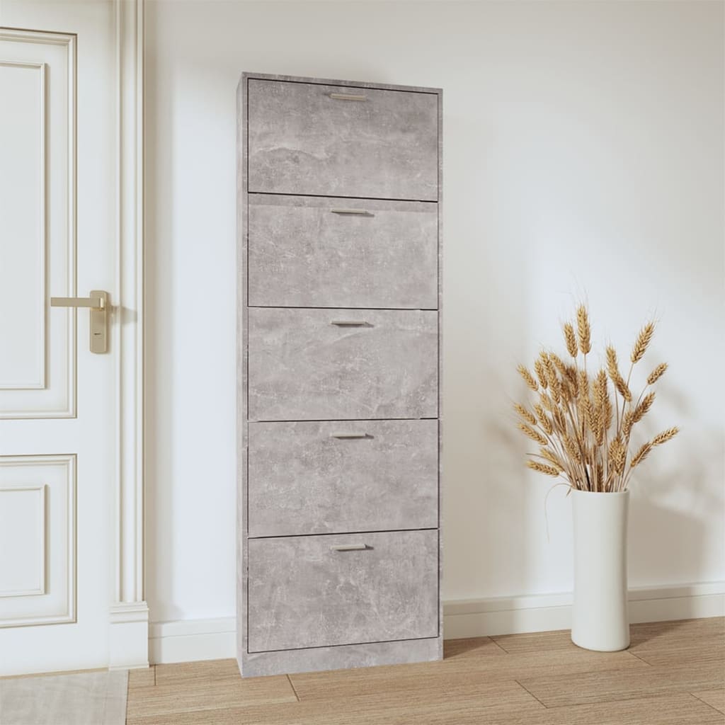 VidaXL shoe cabinet 59x17x169 cm processed wood concrete price