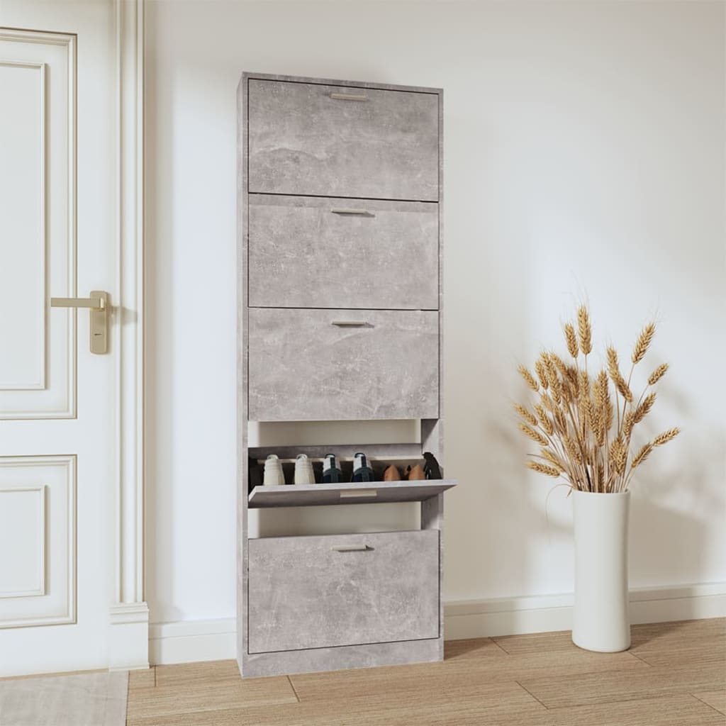 VidaXL shoe cabinet 59x17x169 cm processed wood concrete price